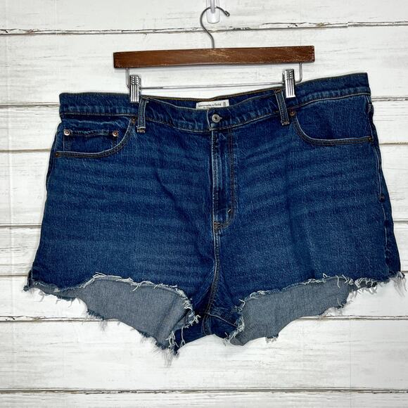 Abercrombie & Fitch High Rise Mom Shorts Dark Wash Curve Love Plus Size 20